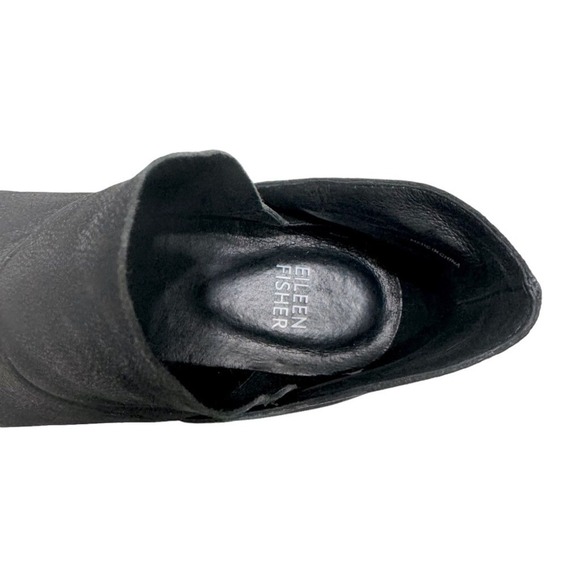 Eileen Fisher Leaf Bootie‎ black nubuck low cut out ankle boot minimalist - Picture 8 of 9
